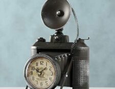 camara fotos vintage CasaJame - Reloj de mesa con cámara de fotos (20 x 19 x 33 cm), color negro