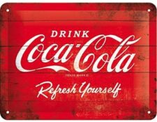 chapa vintage Nostalgic-Art Cartel de Chapa 15x20 -Coca-Cola - Logo Red Refresh Yourself