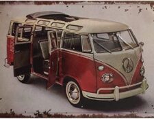 chapa antigua Chapa Decorativa Vintage Volkswagen Bulli. Placa/Cartel de Pared de Metal de Furgoneta Volkswagen Bulli para Garage, Taller, Casa o Bar. Medidas 20x30 cm.