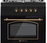 Cocina Vintage Cocina SolThermic F6S40G2I de Color Negro Rústico compuesta por 4 Quemadores y Horno Incorporado -