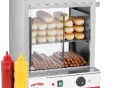 Maquina hot dog Royal Catering Máquina de Perritos Calientes al Vapor Hot-Dog Machine RCHW 2000 (2000 W, Capacidad 200 salsicce, 50 panecillos, Temperatura 30-110.