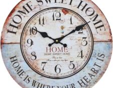 Reloj Vintage Reloj de pared - Home Sweet Home - reloj de cocina de madera con esfera grande de MDF, reloj retro en diseño de moda Shabby Chic con mecansimo de quarzo silencioso, Ø: 32 cm