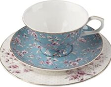Taza vintage Katie Alice Ditsy Floral Azul Juego de té de la Tarde